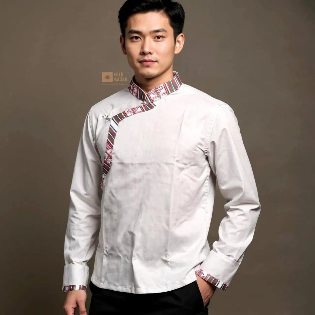 White Cotton Khenja Shirt